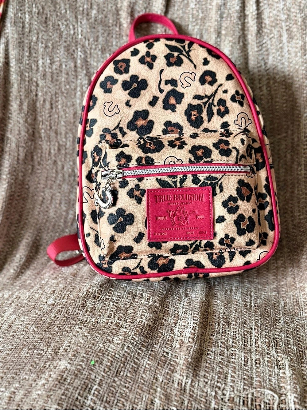 True Religion Cheetah Big T Backpack Pink & Brown